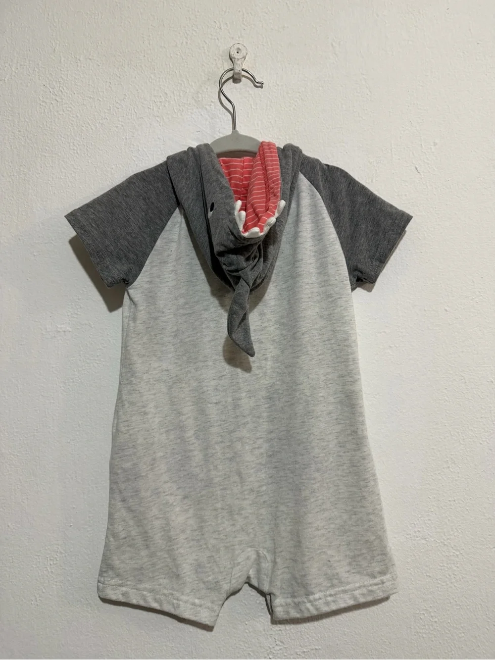 Carter's Light Gray & Dark Gray Hooded Short-Sleeve Romper